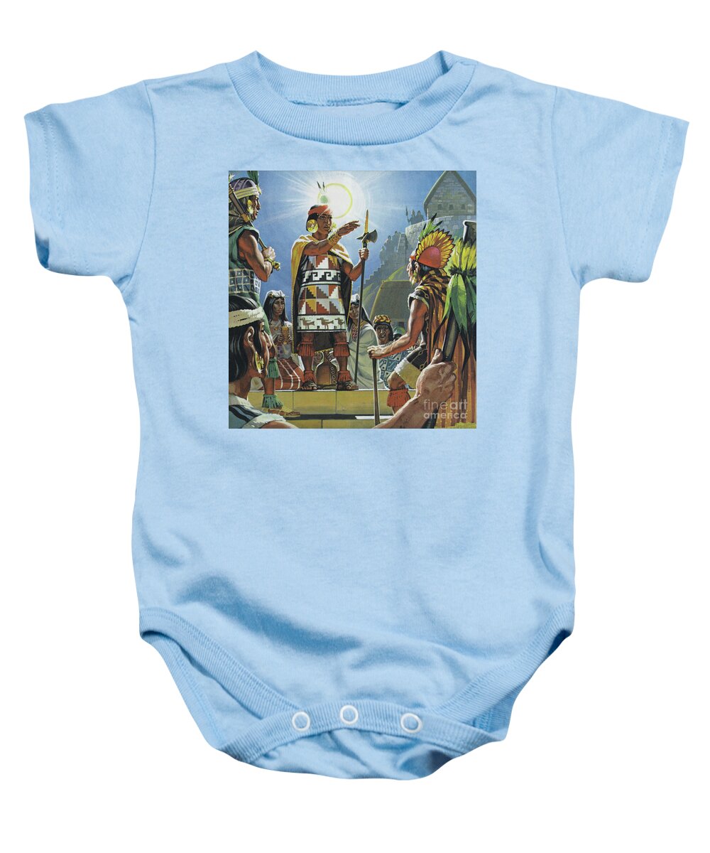 South American Baby Onesie featuring the painting Incas by Angus McBride