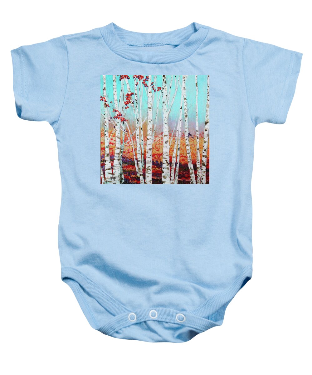 Indian Summer Baby Onesie featuring the painting Indian Summer in Colorado by Marti Green