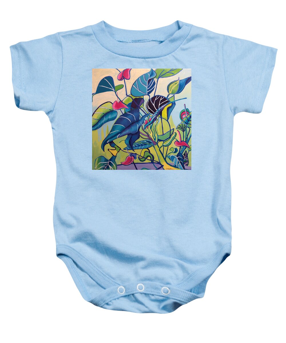 Jungle Baby Onesie featuring the painting Jens Jungle by Debra Bretton Robinson