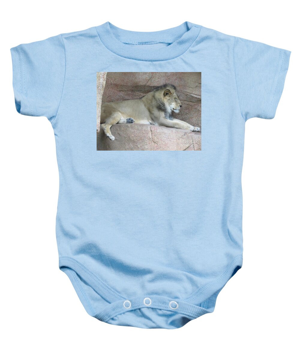 Lion King Baby Onesie featuring the photograph Lion King by Mary Mikawoz