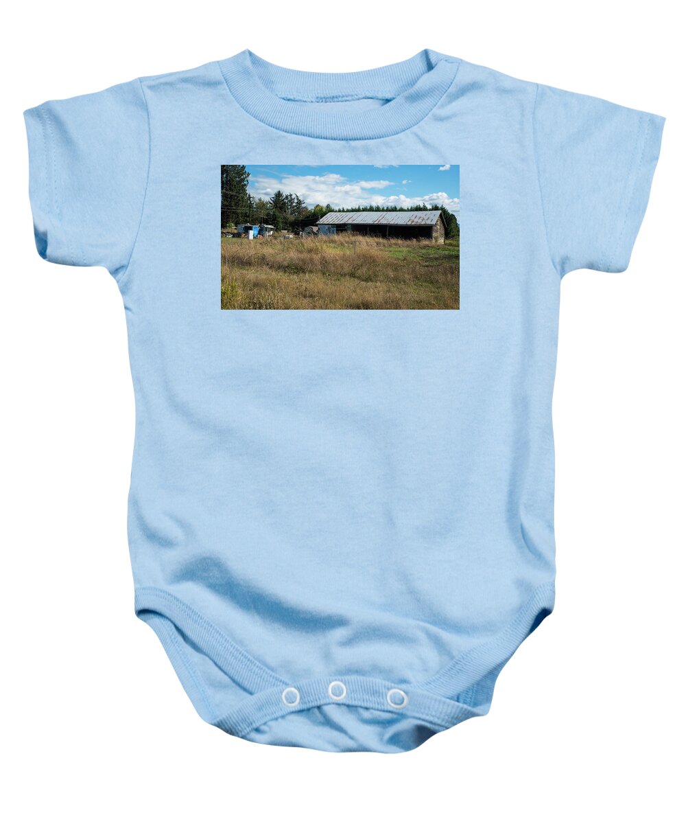 Living In A Trailer In Skagit County Baby Onesie featuring the photograph Living In a Trailer in Skagit County by Tom Cochran