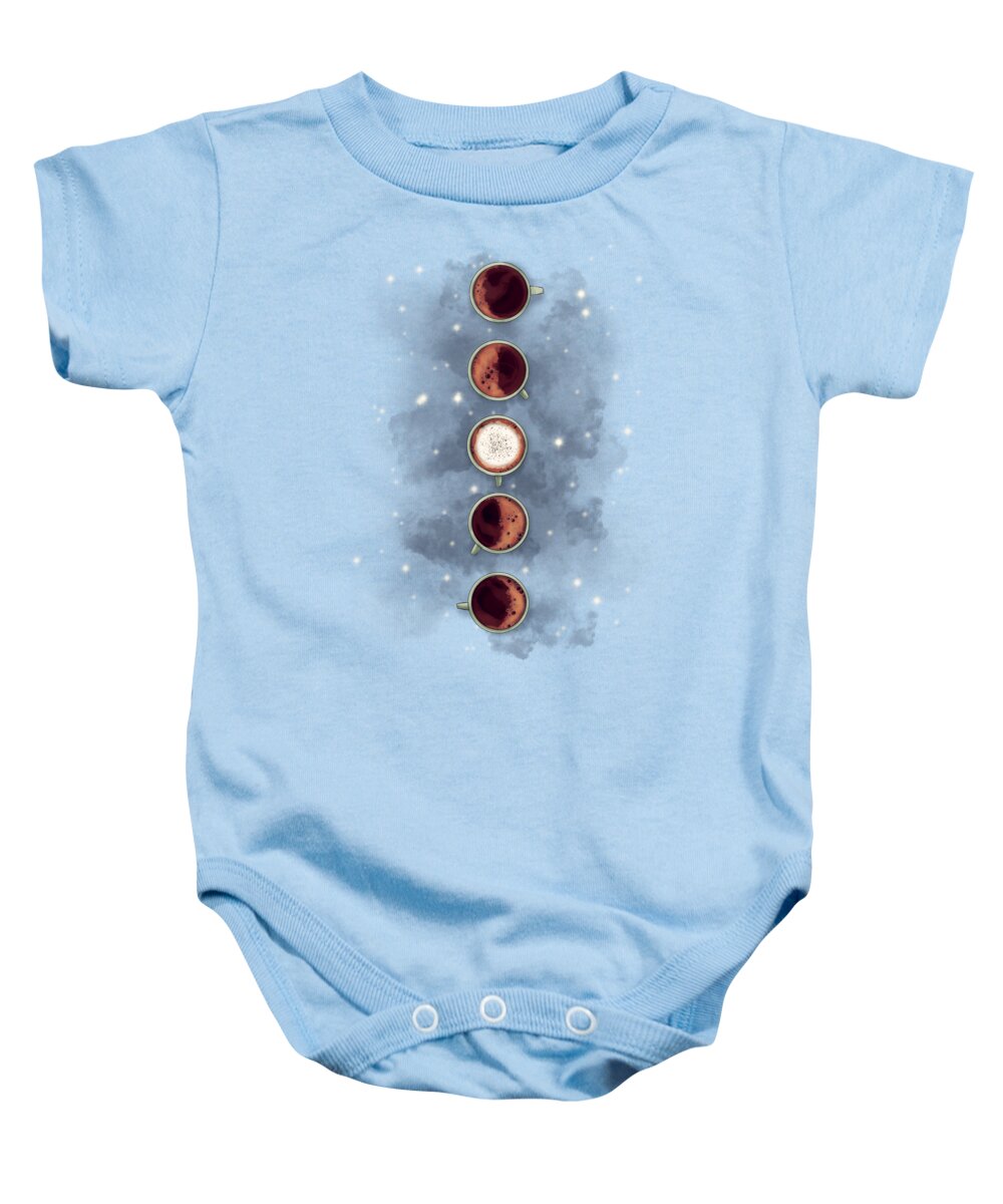 Coffee Baby Onesie featuring the drawing Lunar Coffee by Ludwig Van Bacon