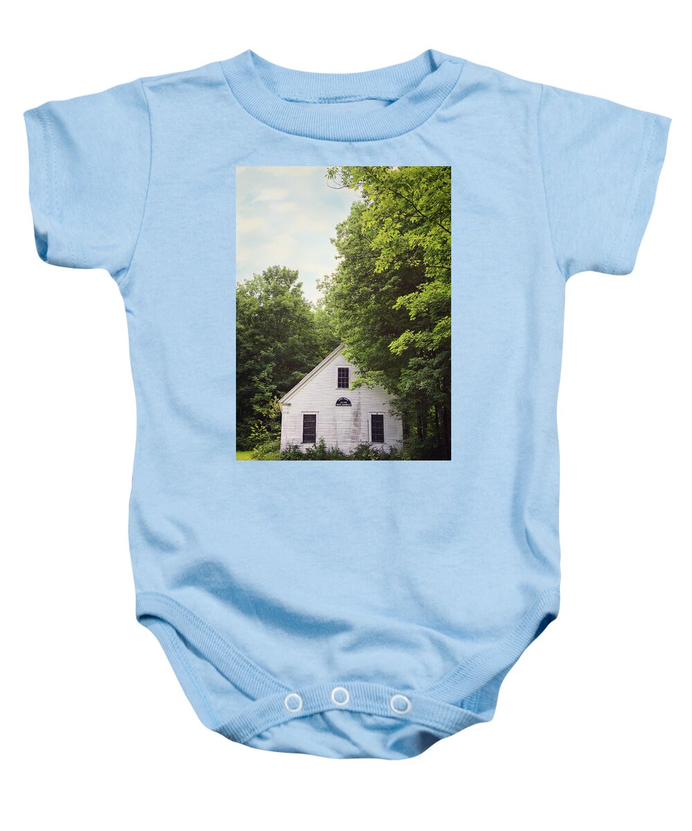 Maine Baby Onesie featuring the photograph Maine School House by Maria Robinson