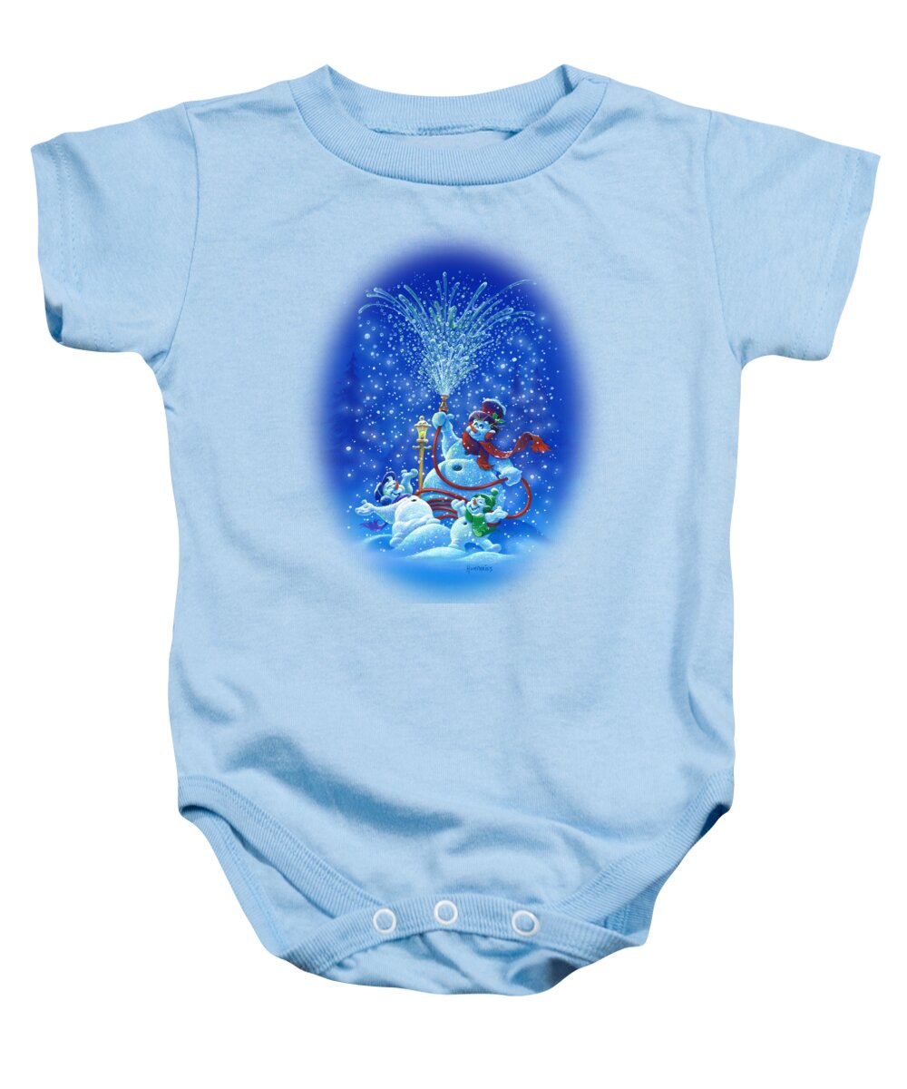 Michael Humphries Baby Onesie featuring the painting Making Snow by Michael Humphries