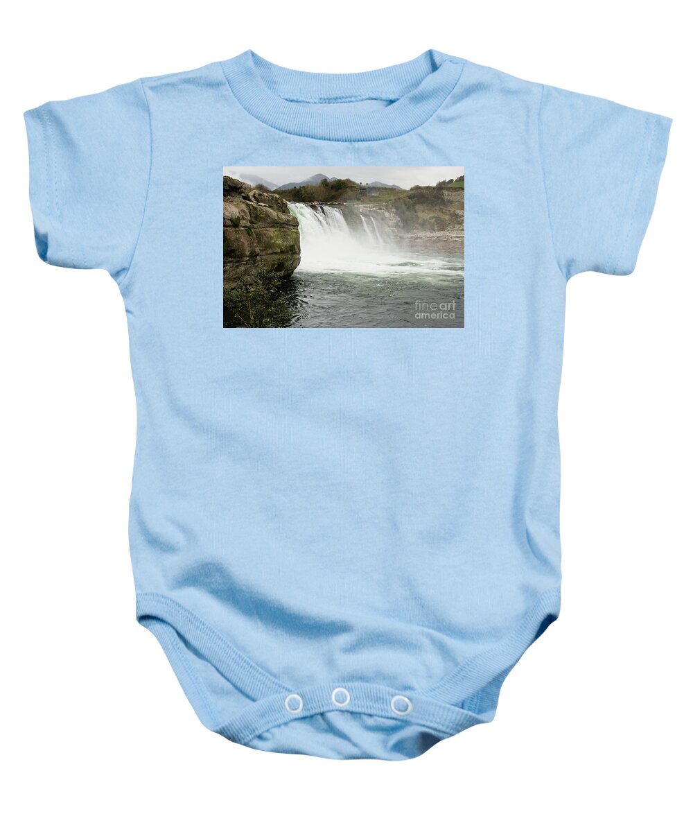 Maruia Falls Baby Onesie featuring the photograph Maruia Falls by Fran Woods