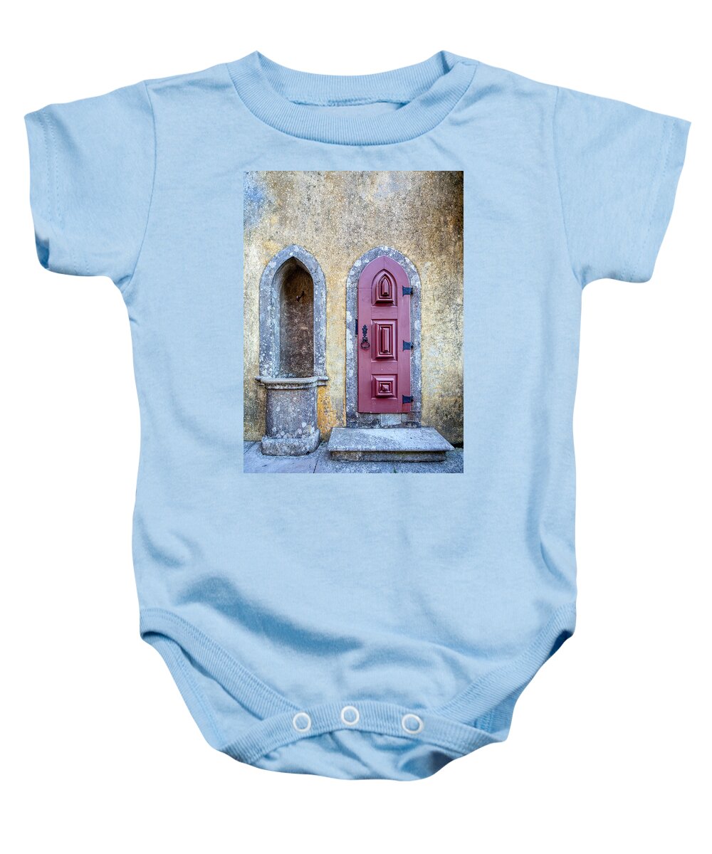 David Letts Baby Onesie featuring the photograph Medieval Red Door by David Letts