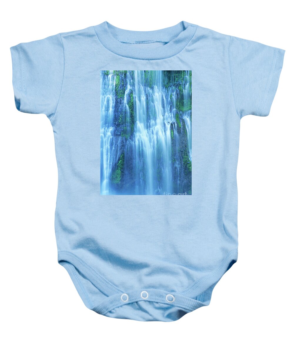 Dave Welling Baby Onesie featuring the photograph Mist Over Burney Falls Mcarthur Burney State Park California by Dave Welling