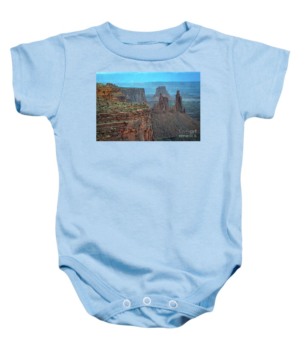 Mesa Arch Baby Onesie featuring the photograph Morning at Moab by Izet Kapetanovic