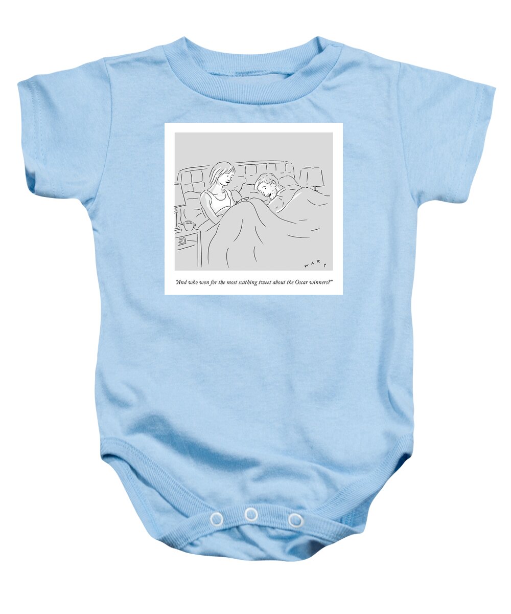 And Who Won For The Most Scathing Tweet About The Oscar Winners? Baby Onesie featuring the drawing Most Scathing Tweet by Kim Warp