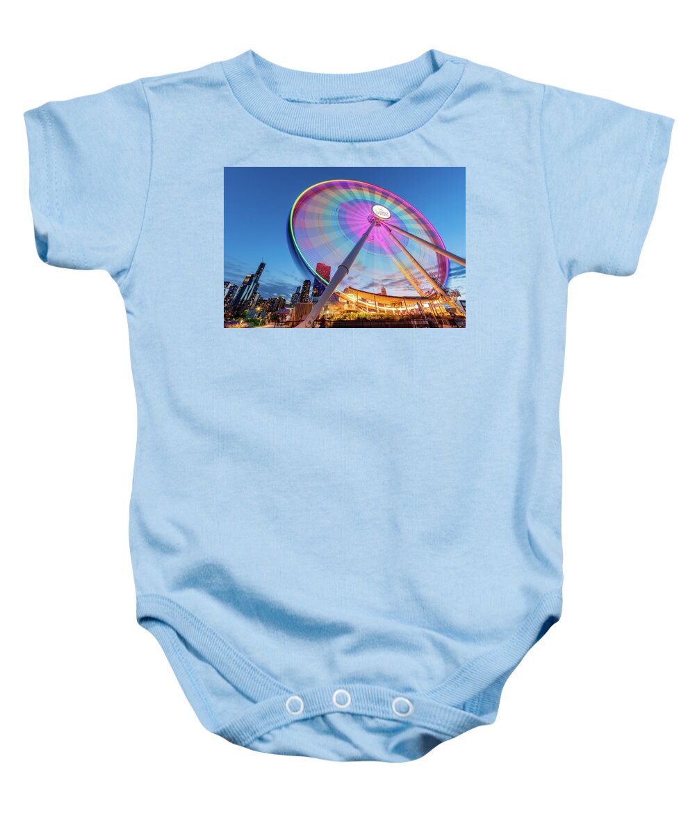 Chicago Baby Onesie featuring the photograph Navy Pier Ferris Wheel by David Hart