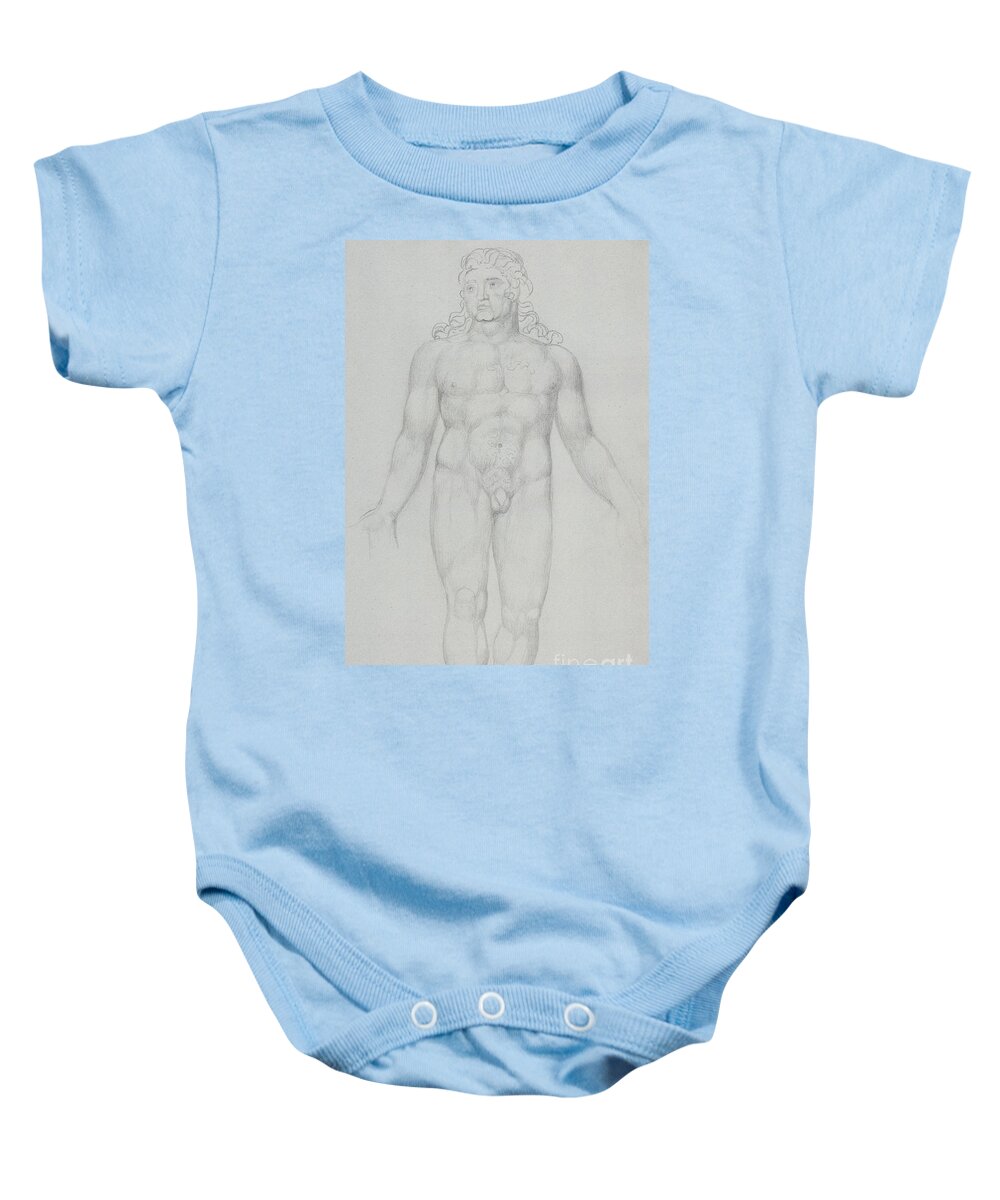 Blake Baby Onesie featuring the drawing Old Parr When Young, 1820 by William Blake