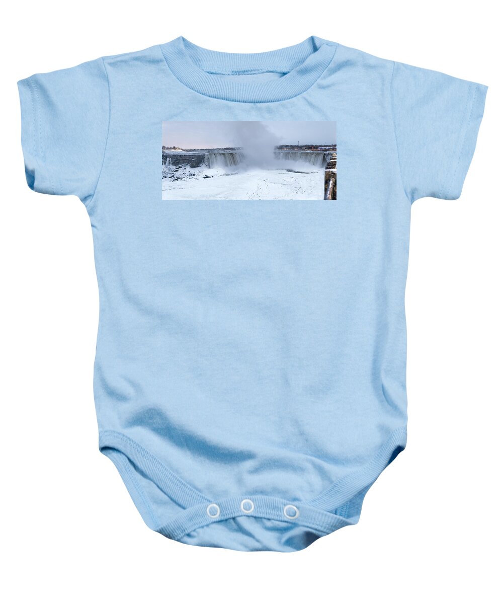 Canada Baby Onesie featuring the photograph Panoramic view Niagara Falls by Nick Mares