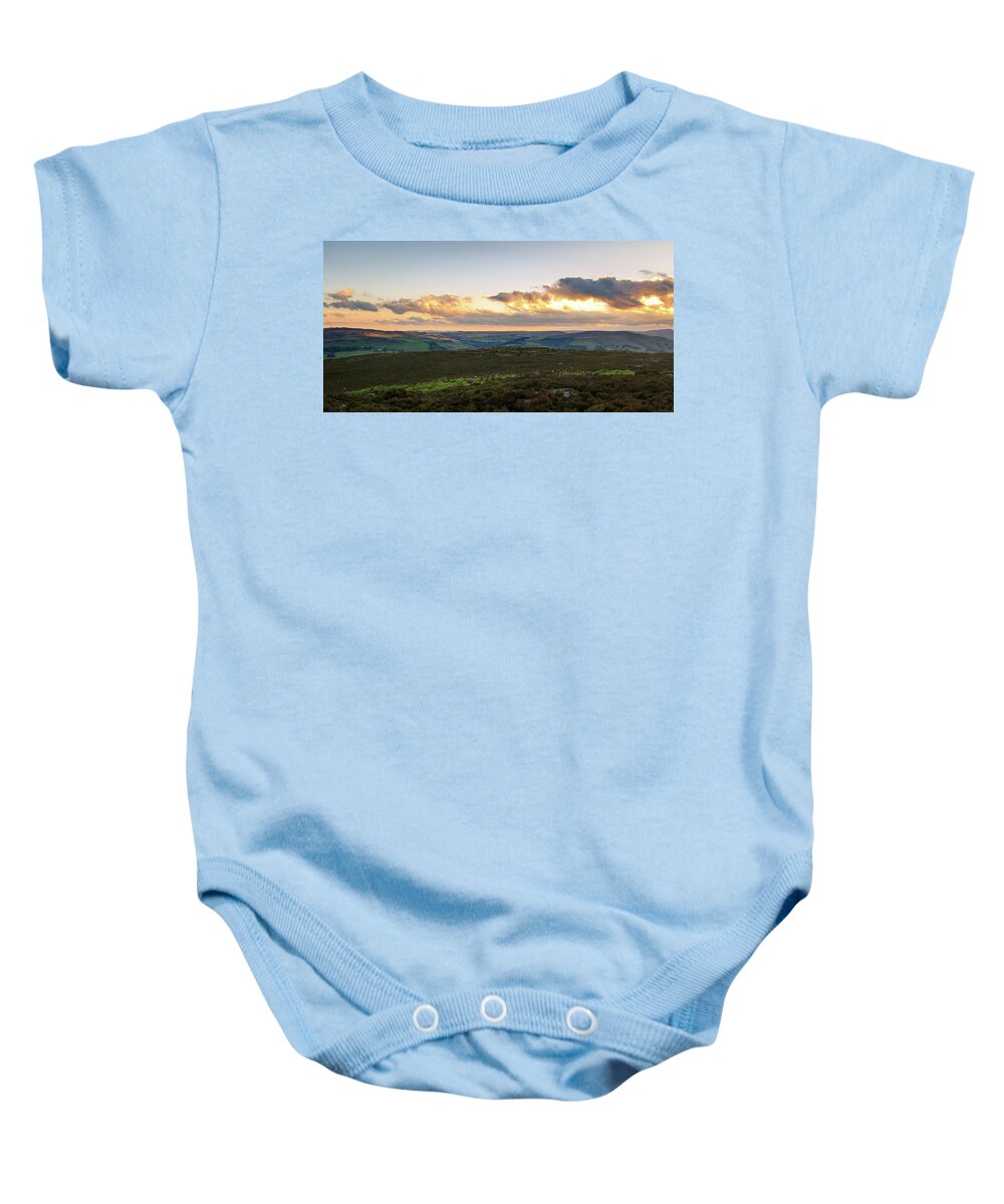 Landscape Baby Onesie featuring the photograph Peak District pano 05 by Chris Smith