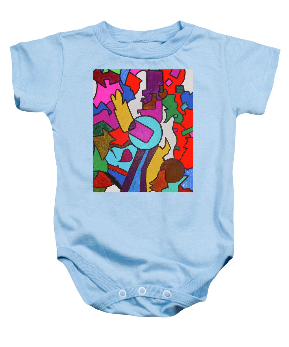 Surreal Baby Onesie featuring the painting Plastic Man Dancing by Robert Margetts