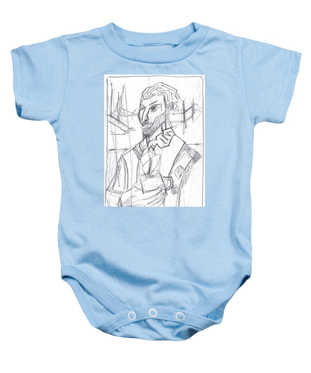 Portrait Baby Onesie featuring the drawing Portrait of a Man 6 by Edgeworth Johnstone