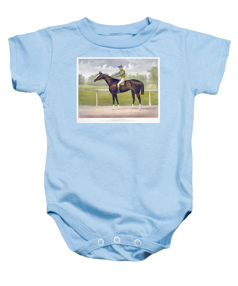 1891 Baby Onesie featuring the drawing Race Horse, C1891 by Granger