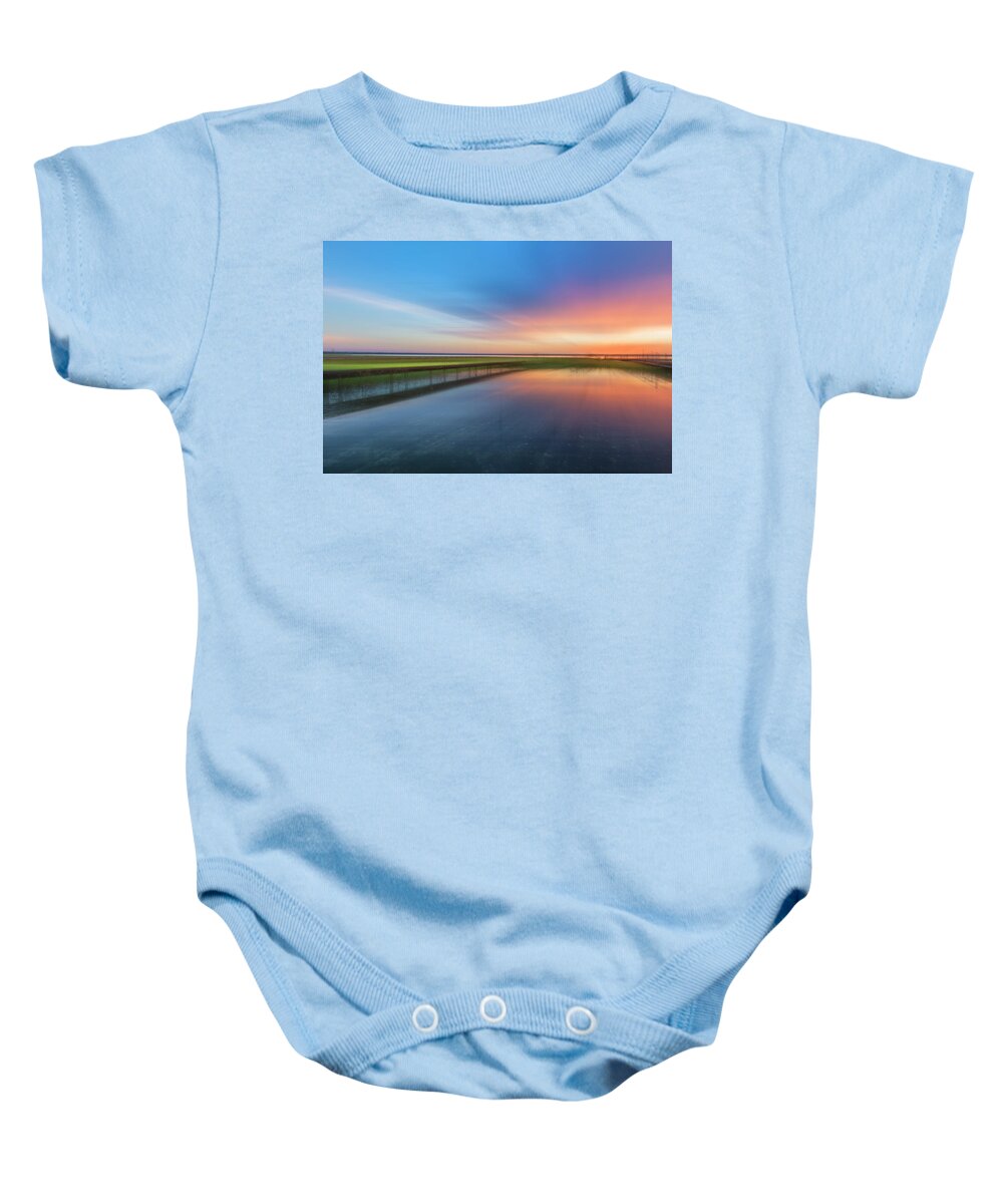 Clouds Baby Onesie featuring the photograph Reaching into Evening Dreamscape by Debra and Dave Vanderlaan