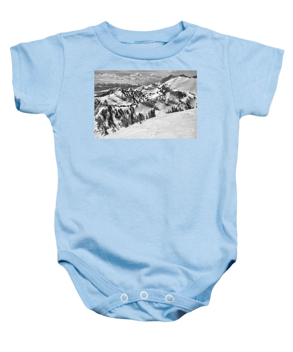 Rendezvous Bowl Baby Onesie featuring the photograph Rendezvous Views Black And White by Adam Jewell