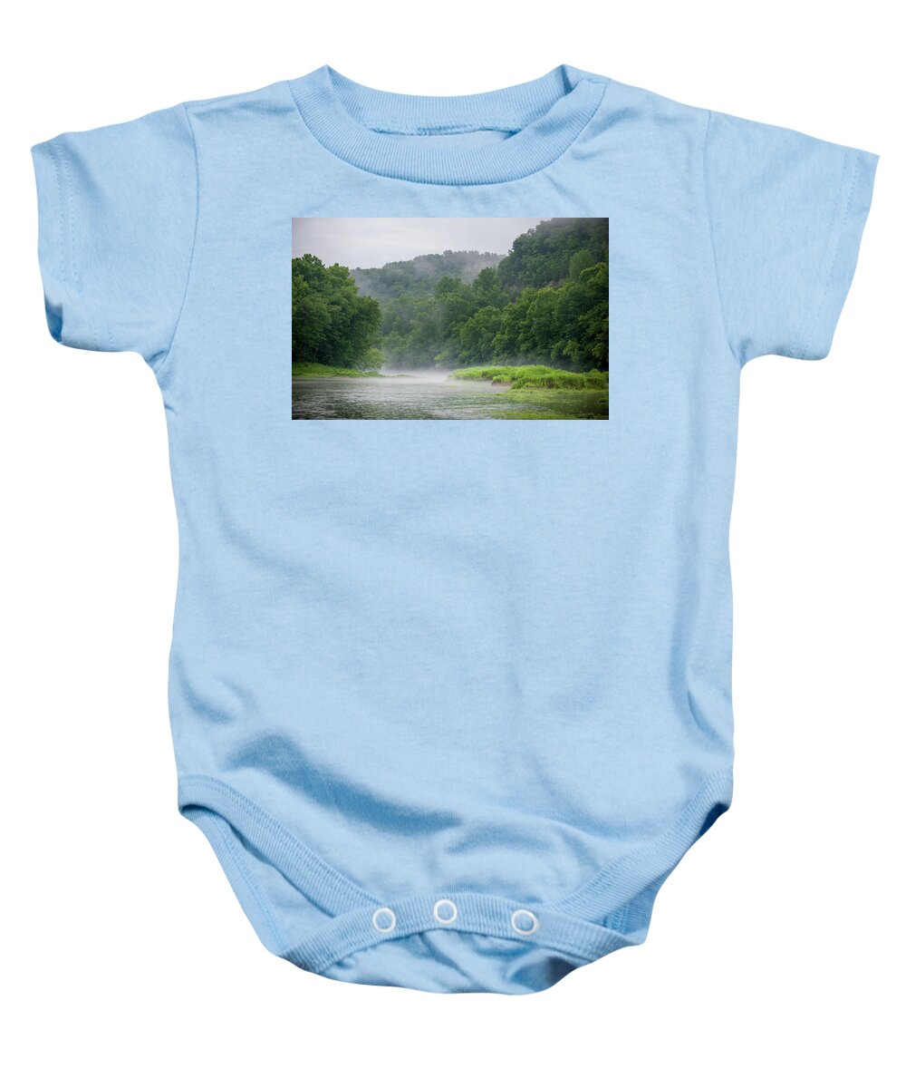 Smokey Baby Onesie featuring the photograph River Mist by Mark Duehmig