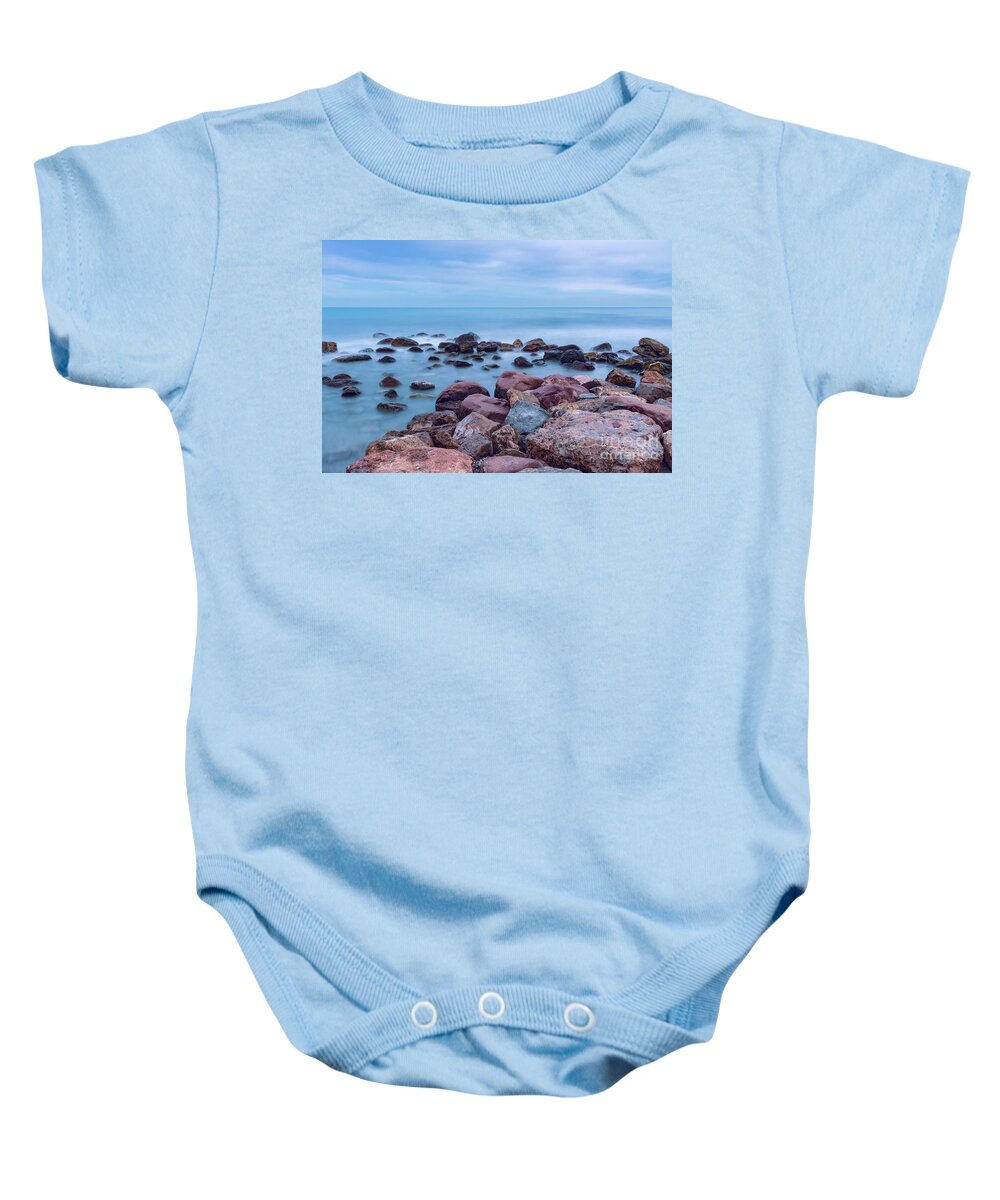 Beach Baby Onesie featuring the photograph Rocks and sea #1 by Vicente Sargues