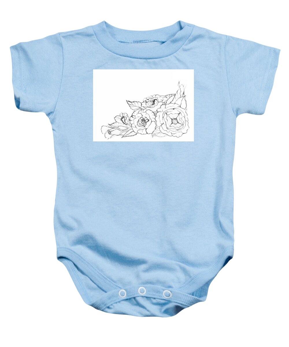 Digital Art Baby Onesie featuring the drawing Rose Floral Bouquet PAINT MY SKETCH by Delynn Addams