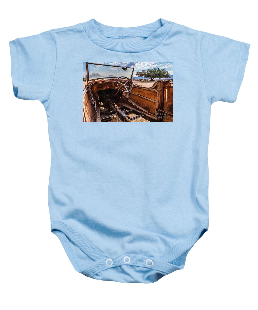 Car Baby Onesie featuring the photograph Rusty car leftovers by Lyl Dil Creations