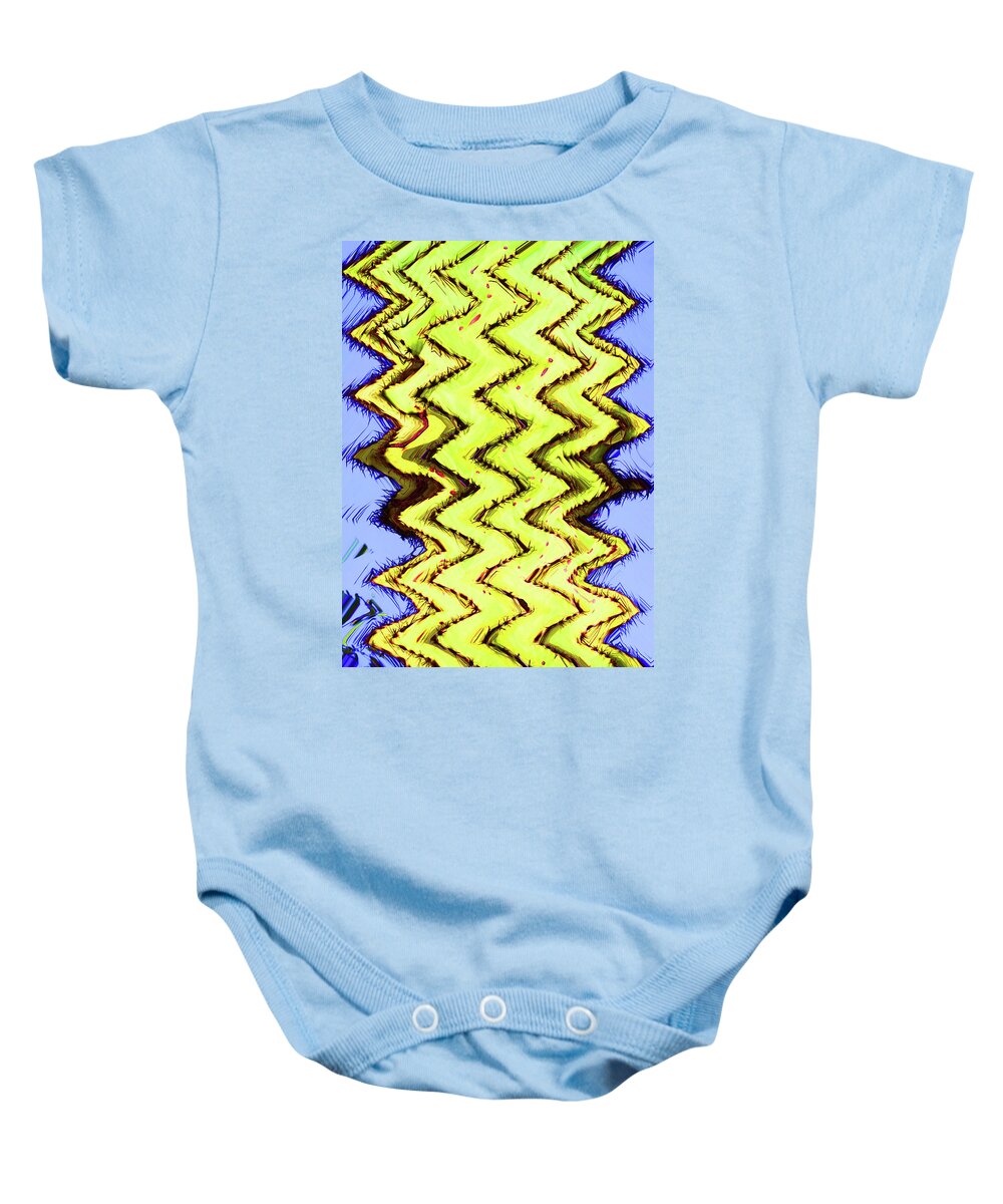 Saguaro Skin Yellow Abstract With Thorns Baby Onesie featuring the digital art Saguaro Skin Yellow Abstract With Thorns by Tom Janca