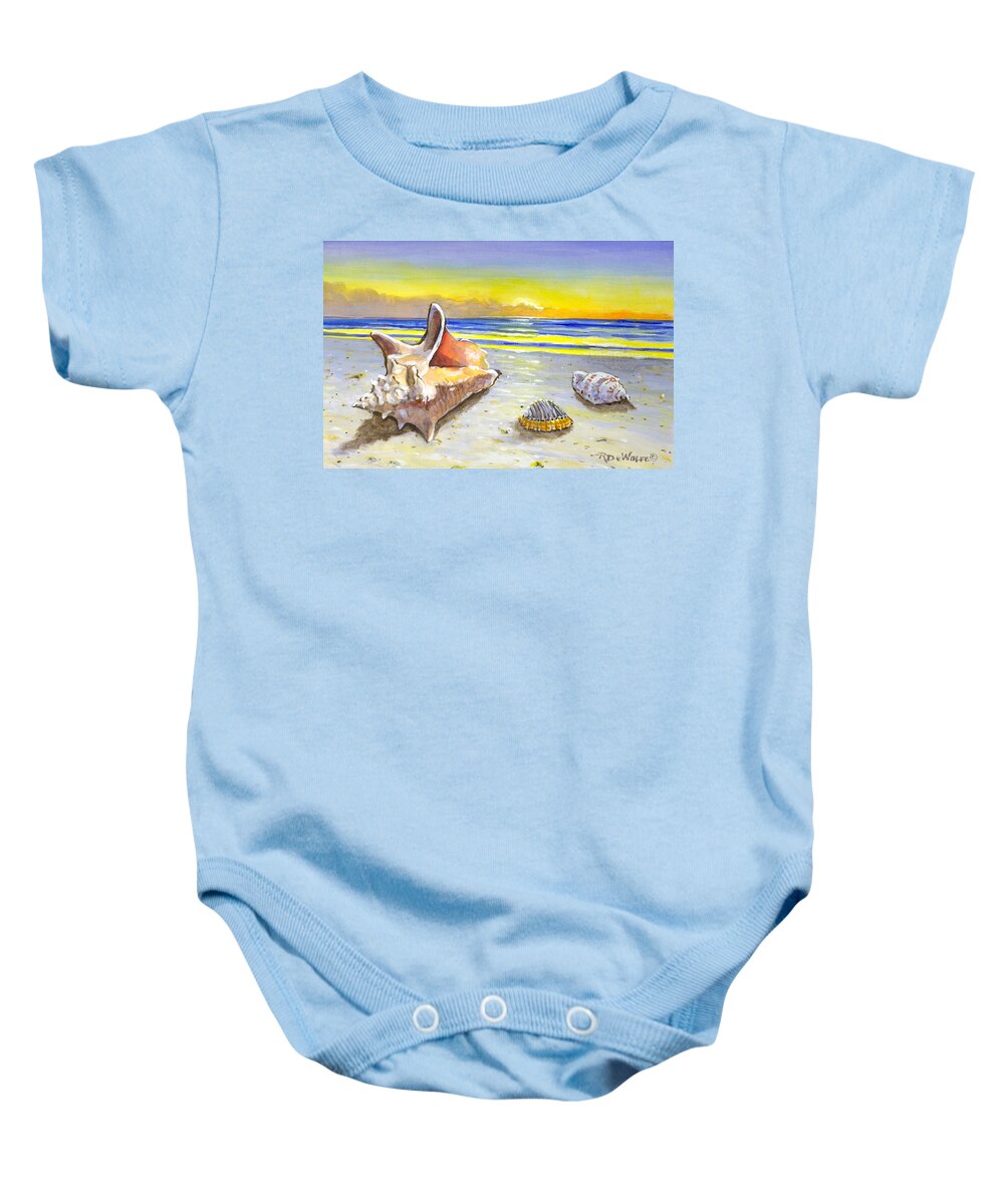 Sea Baby Onesie featuring the painting Sea Shells By The Sea Shore by Richard De Wolfe