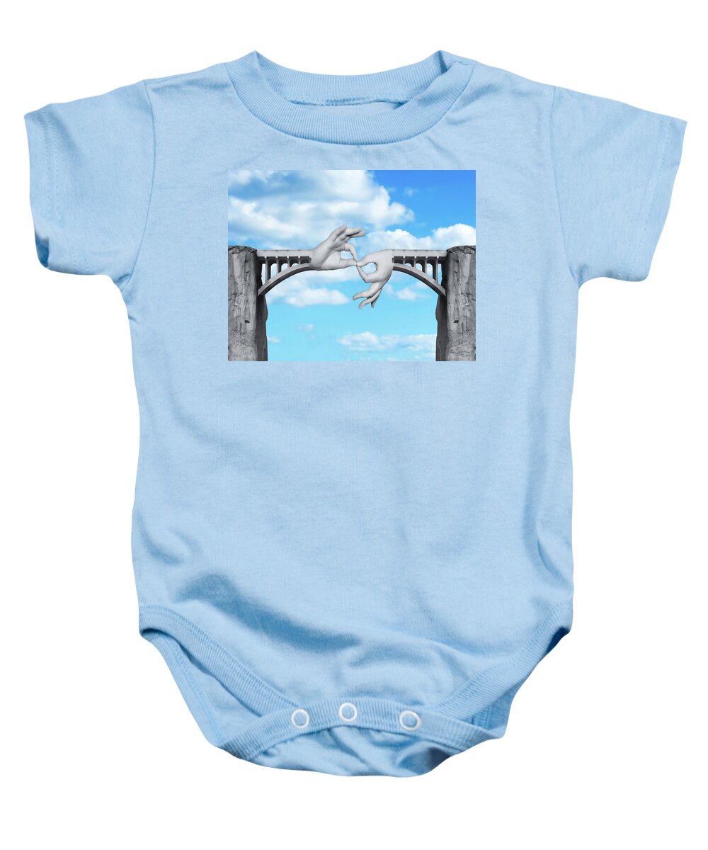 Clouds Baby Onesie featuring the digital art Sign Language Interpreters bridging the Gap between the Deaf World and the Hearing World by Paul Scearce
