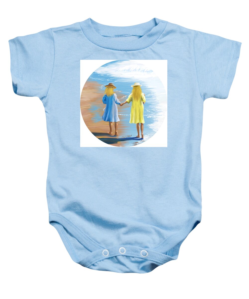 Sisters Baby Onesie featuring the digital art Sisters Round by Gary F Richards