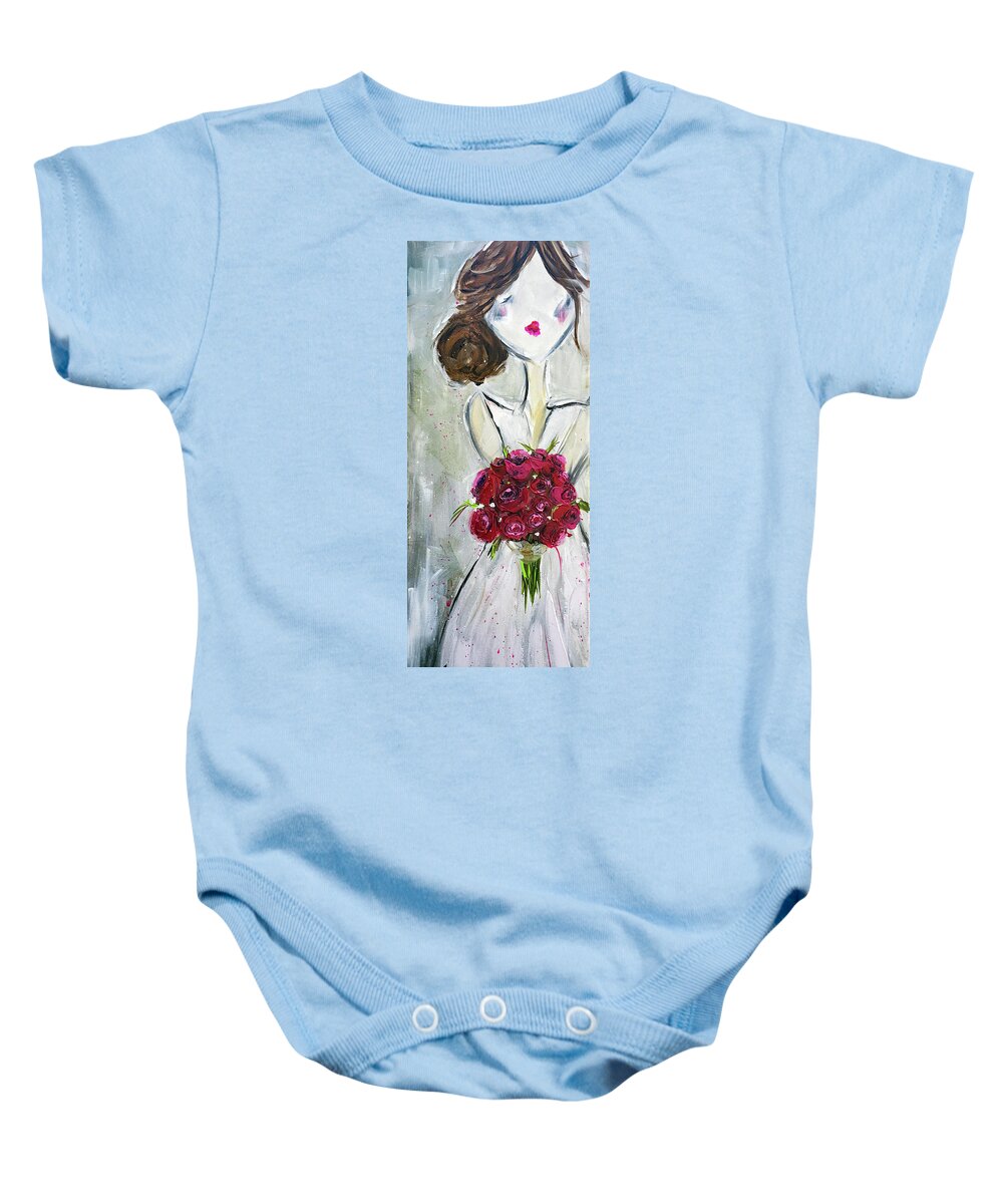 Bride Baby Onesie featuring the painting Blushing Bride by Roxy Rich