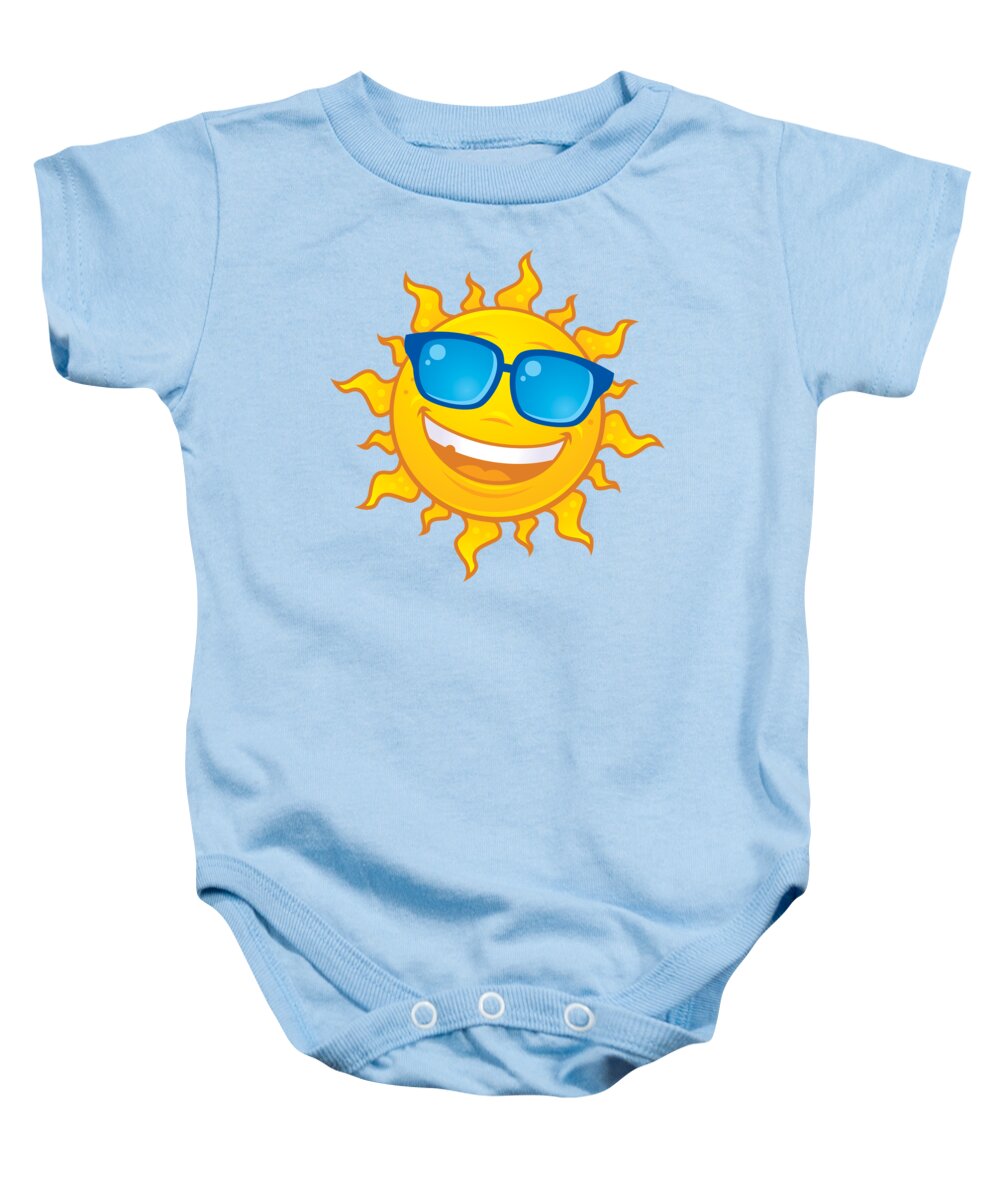 Weather Baby Onesie featuring the digital art Summer Sun Wearing Sunglasses by John Schwegel