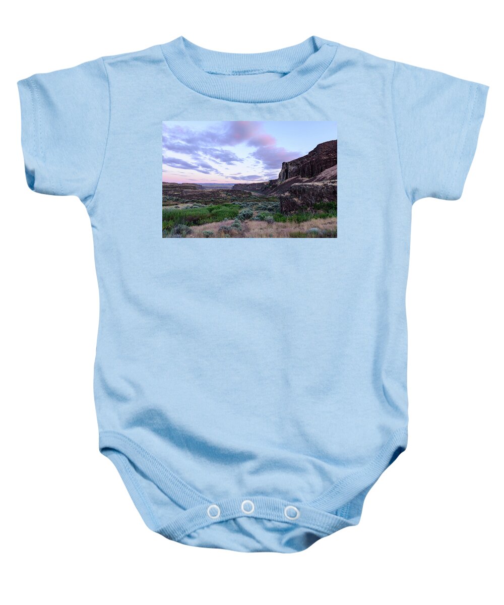 Ice Age Floods Baby Onesie featuring the digital art Sunrise in the Ancient Lakes by Michael Lee
