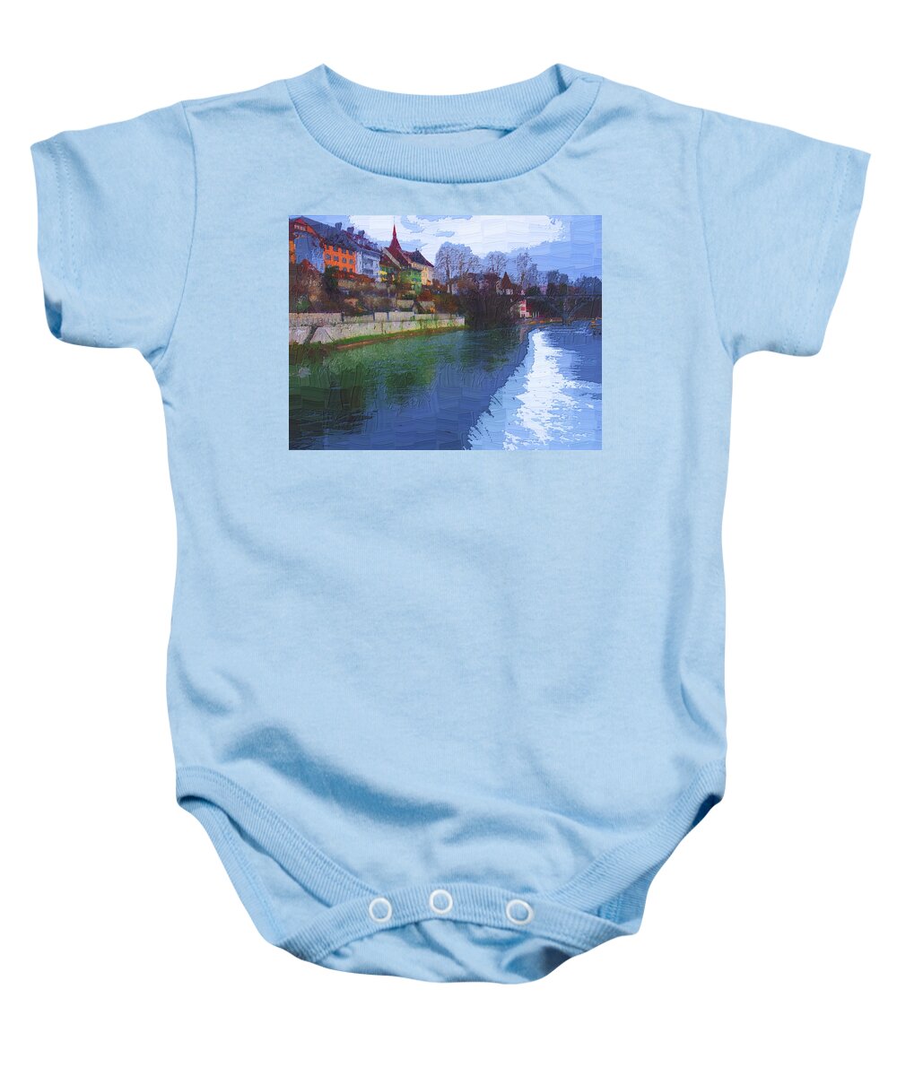 River Baby Onesie featuring the photograph Swiss Waterfall by Chuck Shafer