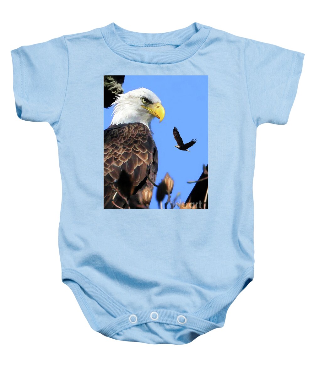 Bald Eagles Baby Onesie featuring the photograph The Commander by Geoff Crego