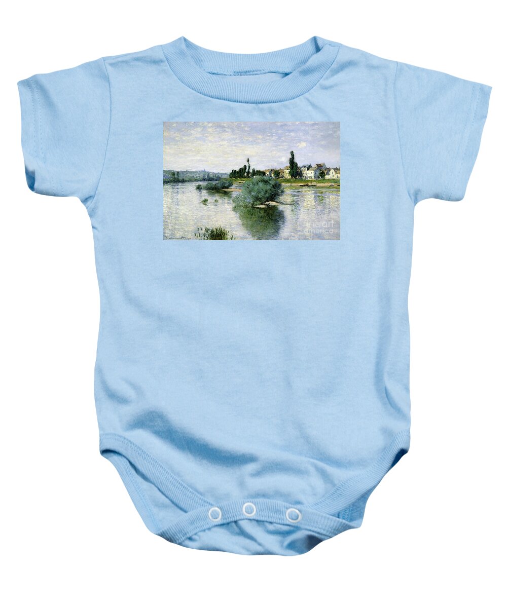 Monet Baby Onesie featuring the painting The Seine At Lavacourt, 1880 By Monet by Claude Monet