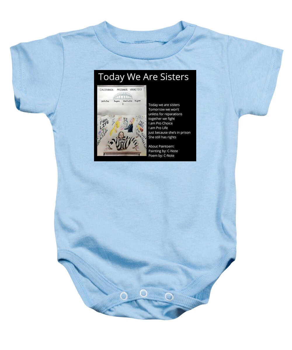 Black Art Baby Onesie featuring the digital art Today We Are Sisters Paintoem by Donald C-Note Hooker
