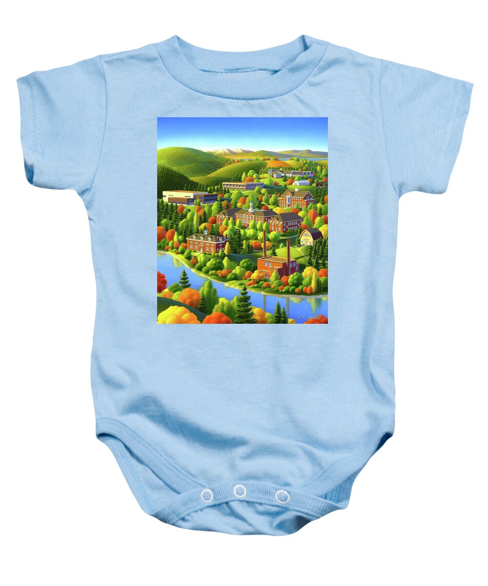 Umaine Baby Onesie featuring the painting University of Maine by Robin Moline