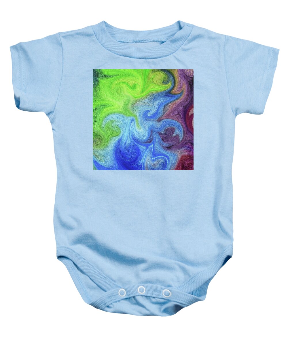 Liquid Baby Onesie featuring the painting Watercolor Liquid Colorful Abstract XI by Irina Sztukowski