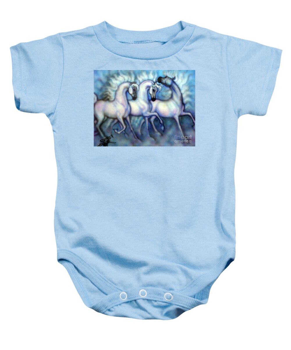 We Three Kings Baby Onesie featuring the painting We Three Kings by Stacey Mayer