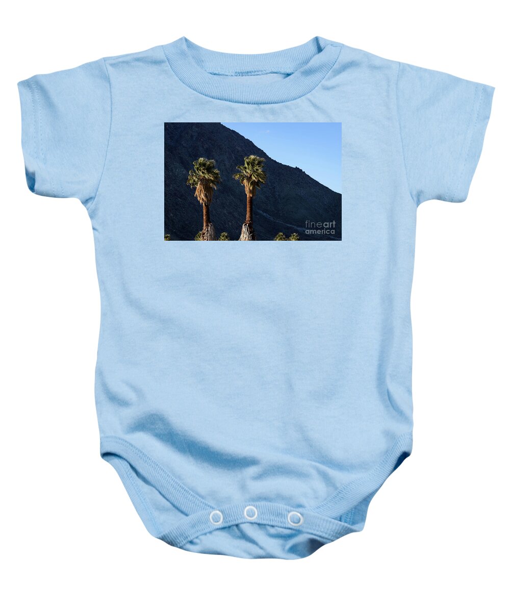 Desert Baby Onesie featuring the photograph Wind in the Palms by Jeff Hubbard