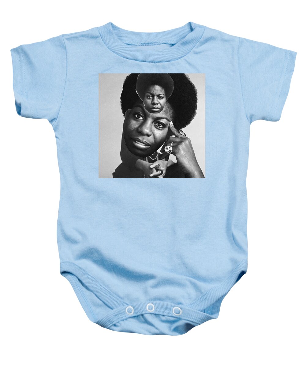 Nina Simone Baby Onesie featuring the digital art Nina by Corey Wynn