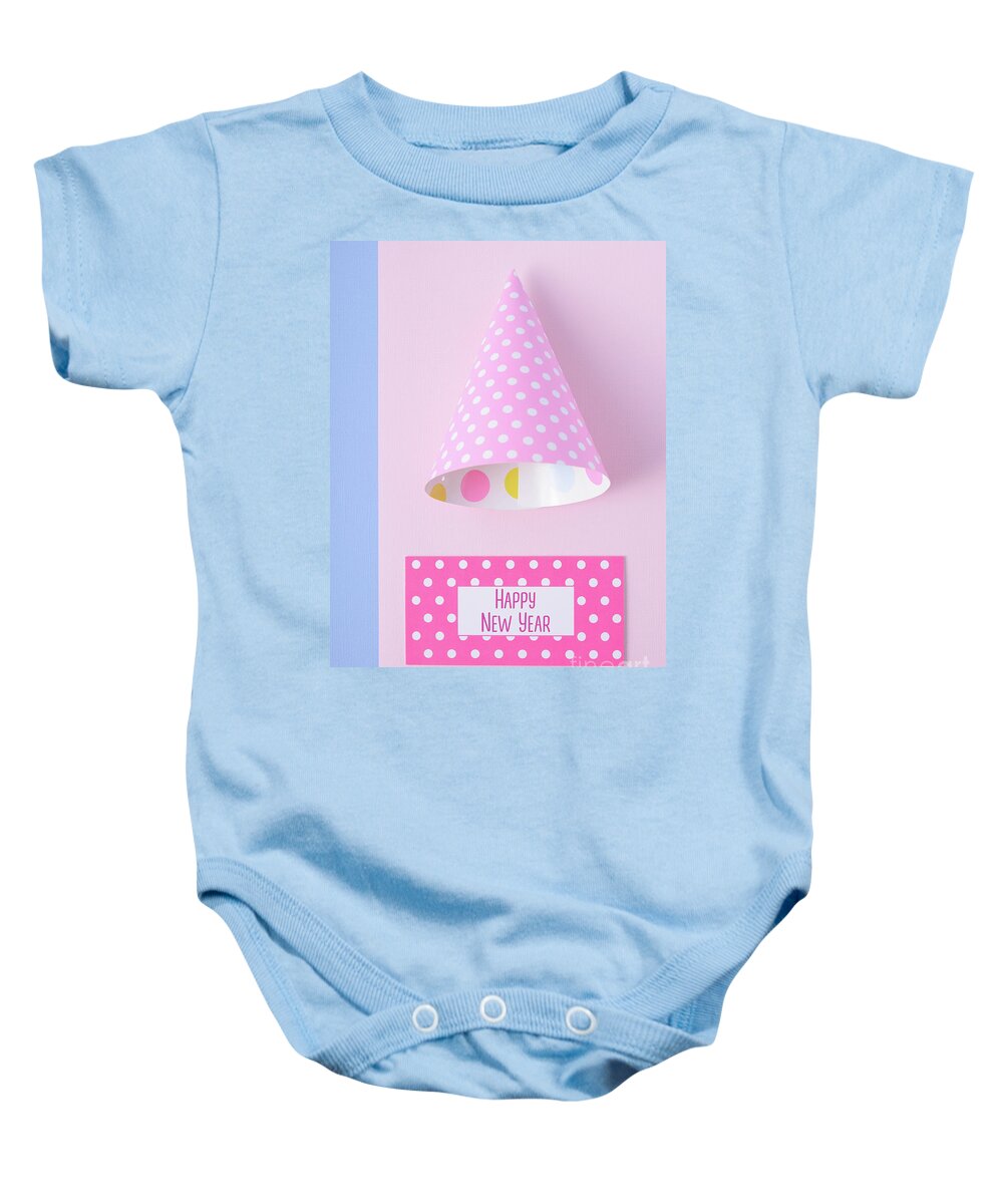 2016 Baby Onesie featuring the photograph Pink and Blue New Year Decorations #1 by Milleflore Images
