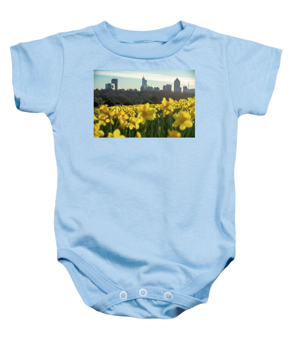Skyline Baby Onesie featuring the photograph Raleigh Skyline #1 by Rick Nelson