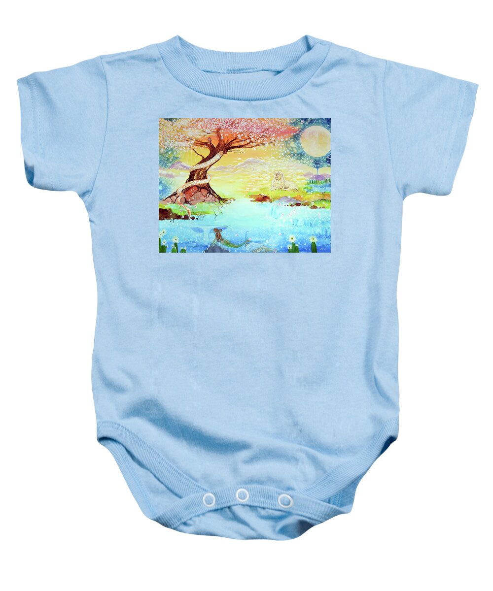 Tree Of Life Baby Onesie featuring the painting This Is A Story For You To Tell by Ashleigh Dyan Bayer