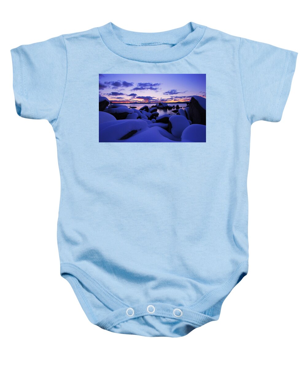 Lake Tahoe Baby Onesie featuring the photograph Winter Sunset #1 by Sean Sarsfield
