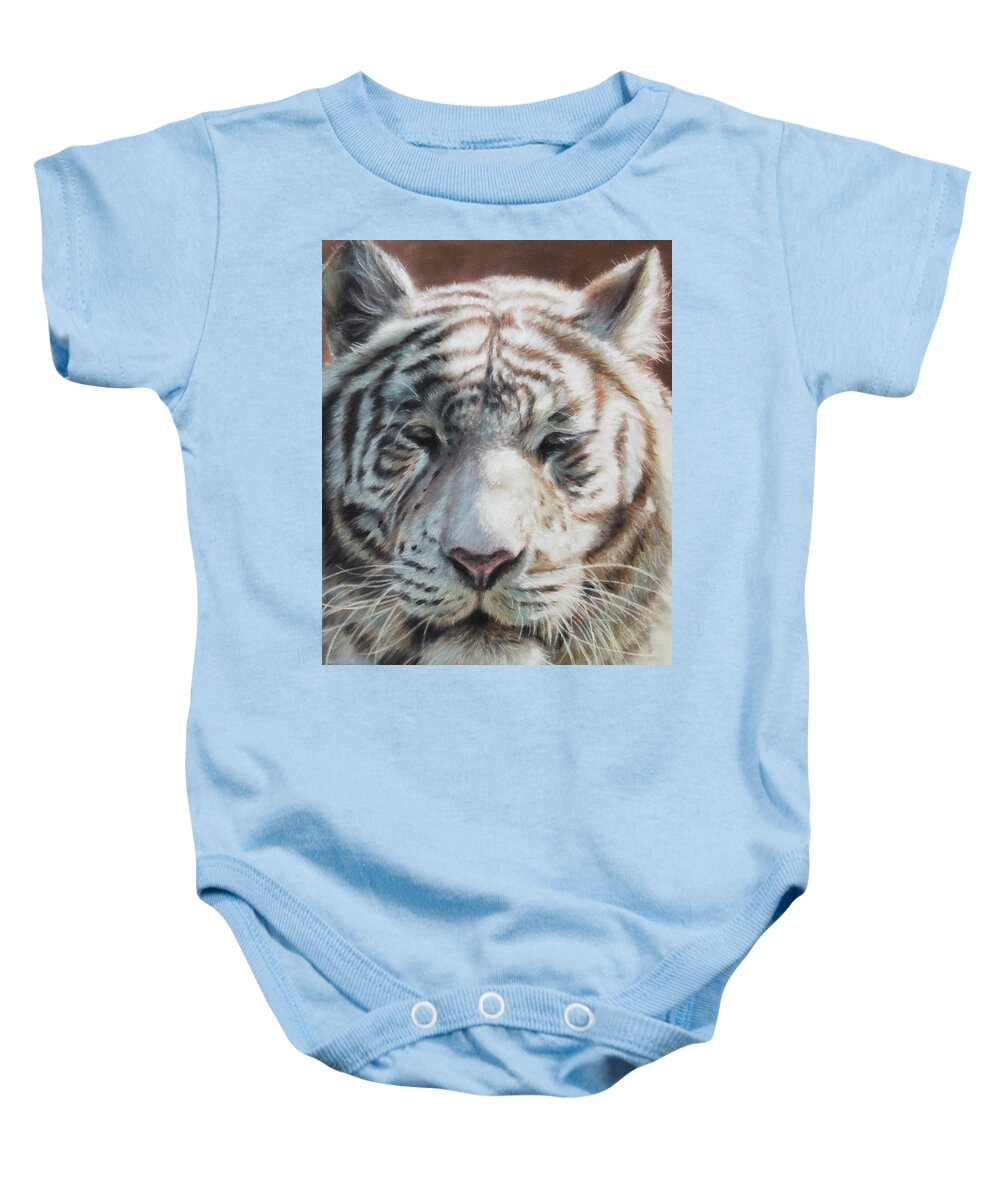 Tiger Baby Onesie featuring the pastel Wisdom by Kirsty Rebecca