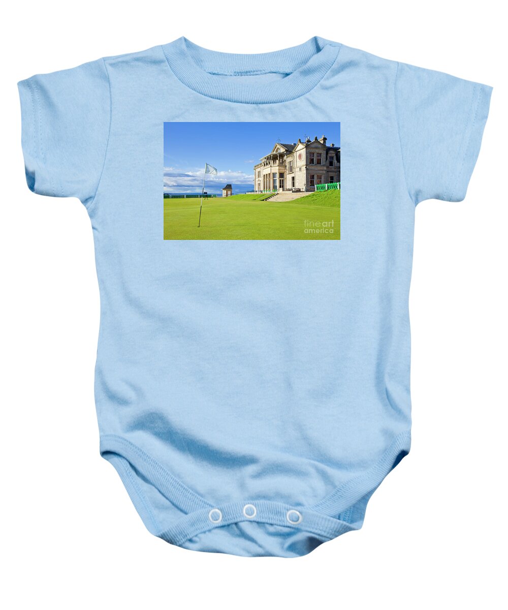 St Andrews Golf Course Baby Onesie featuring the photograph 18th hole and clubhouse, St Andrews golf course, Fife, Scotland by Neale And Judith Clark