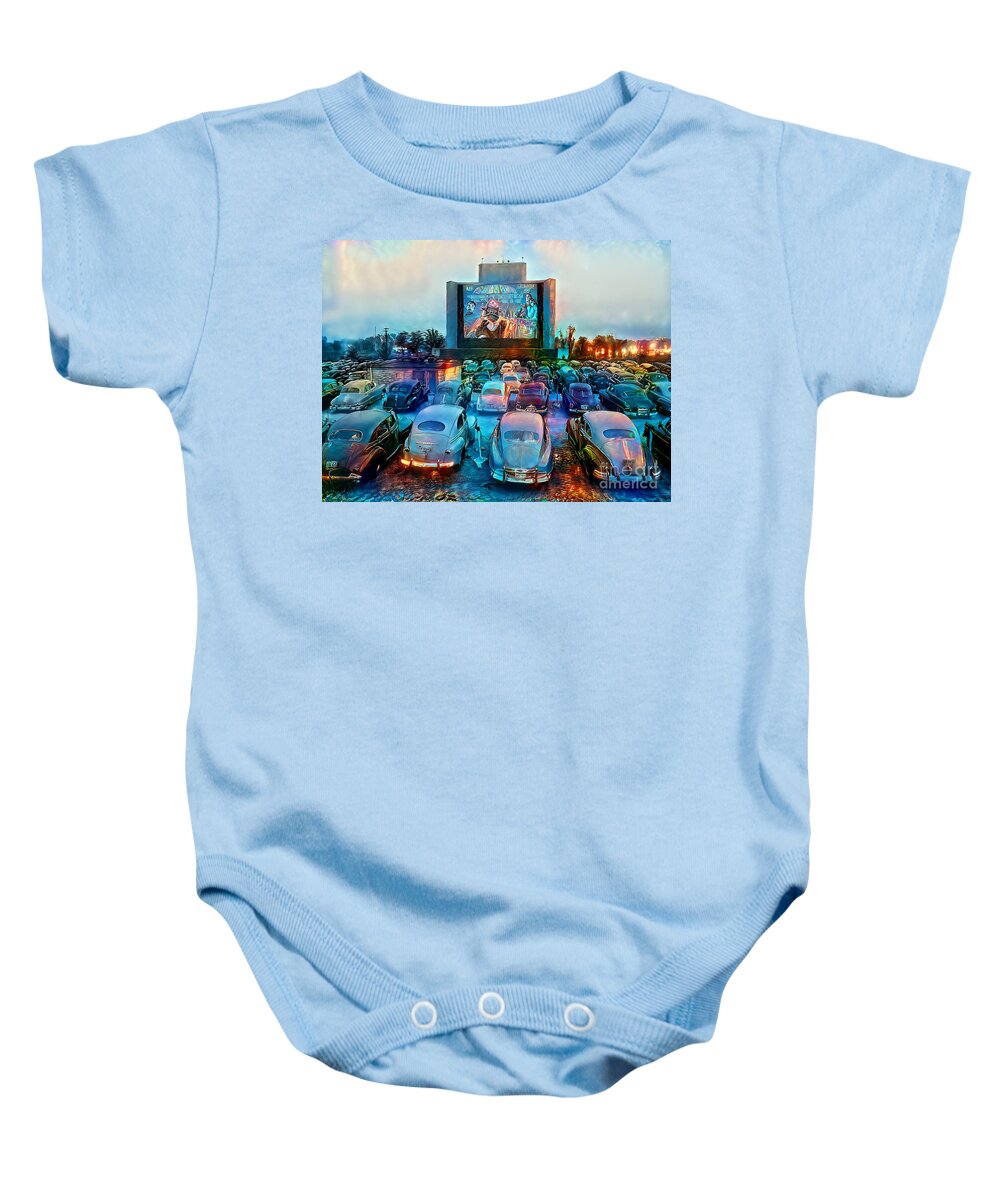 Wingsdomain Baby Onesie featuring the photograph 1950s At The DriveIn Movie 20201128 by Wingsdomain Art and Photography