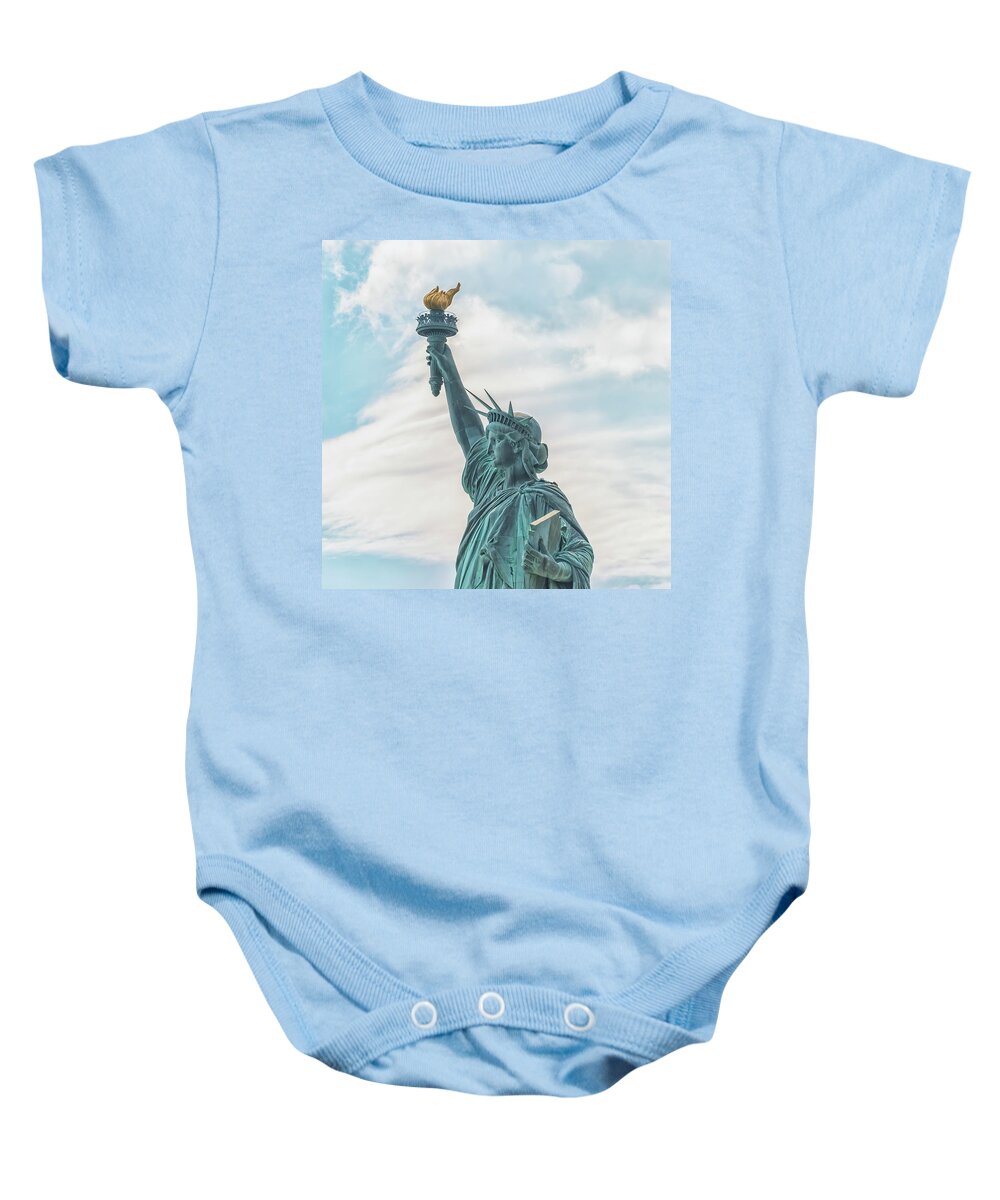 America Baby Onesie featuring the photograph The Statue of Liberty #2 by Manjik Pictures